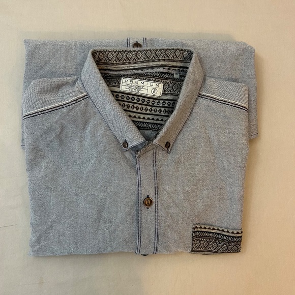 7 DIAMONDS‎ Premium Shirt Men's XXL Gray Long Sleeve Button Up Flip Cuff - Picture 3 of 9